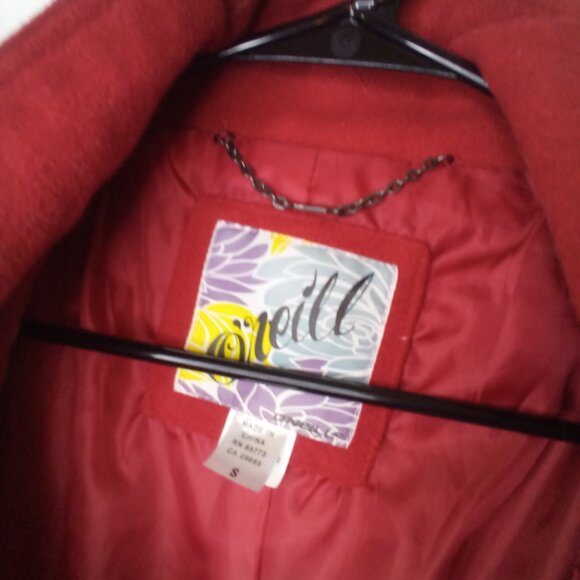 O'neill Coat women S Button Front Wool Blend Red - Picture 11 of 16